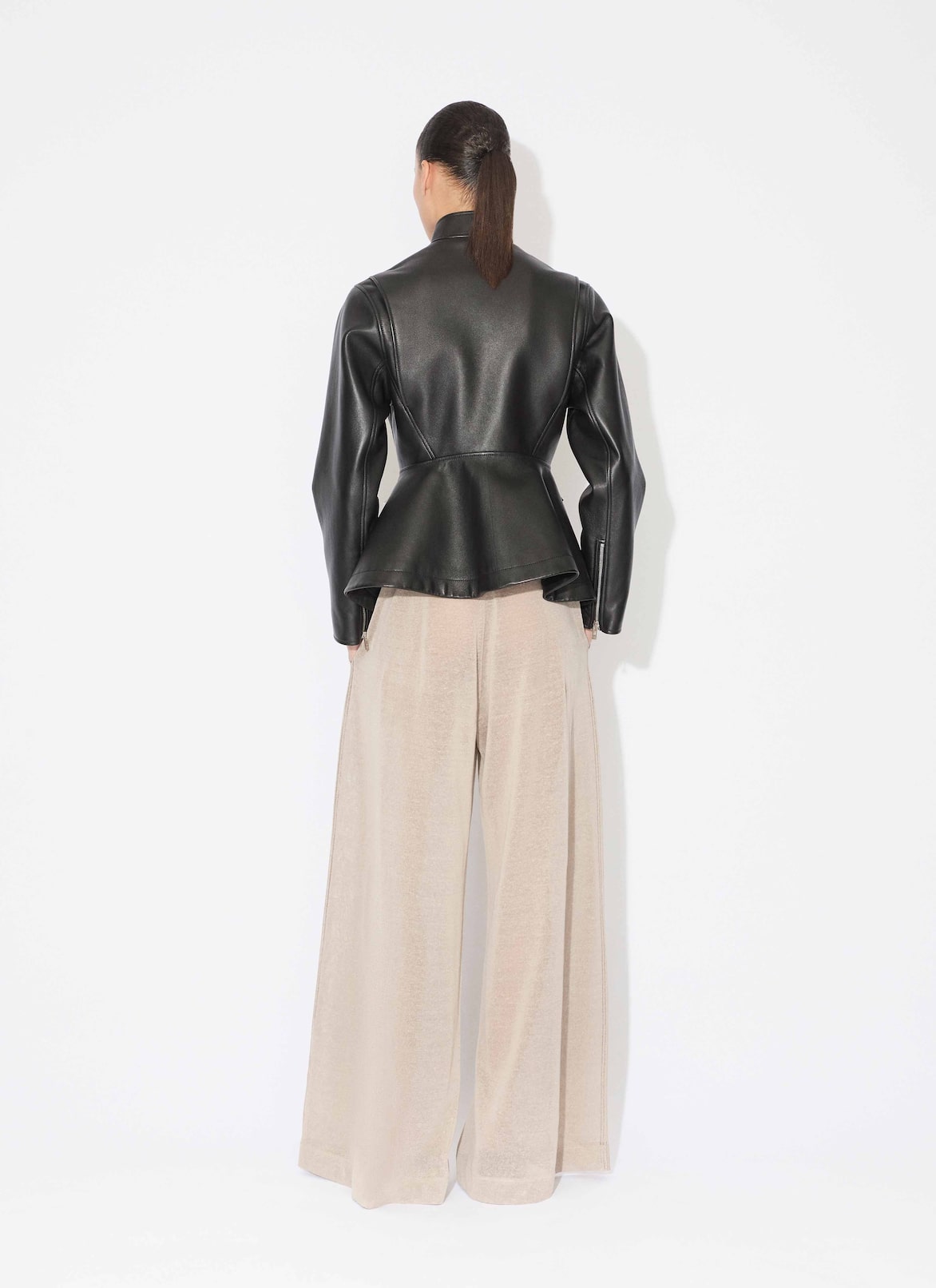 PEPLUM LEATHER JACKET ALAÏA BLACK PEPLUM LEATHER JACKET